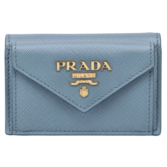Prada Mini Wallet Blue Saffiano Trifold - Picture 1 of 7